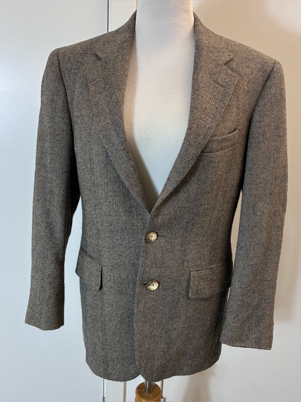 Chaps Ralph‎ Lauren Brown Herringbone Wool Sport Coat Blazer Mens 40R USA Made